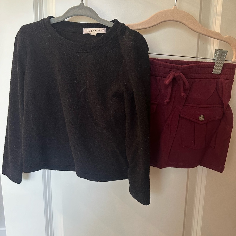 Copper Key 3T black sweater and maroon skirt set